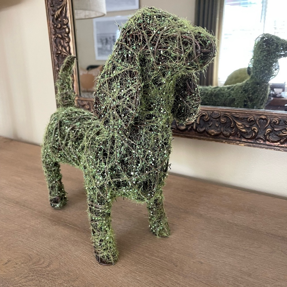 14” DOG TOPIARY SCULPTURE - WIRE AND WICKER (TYPE) FRAME